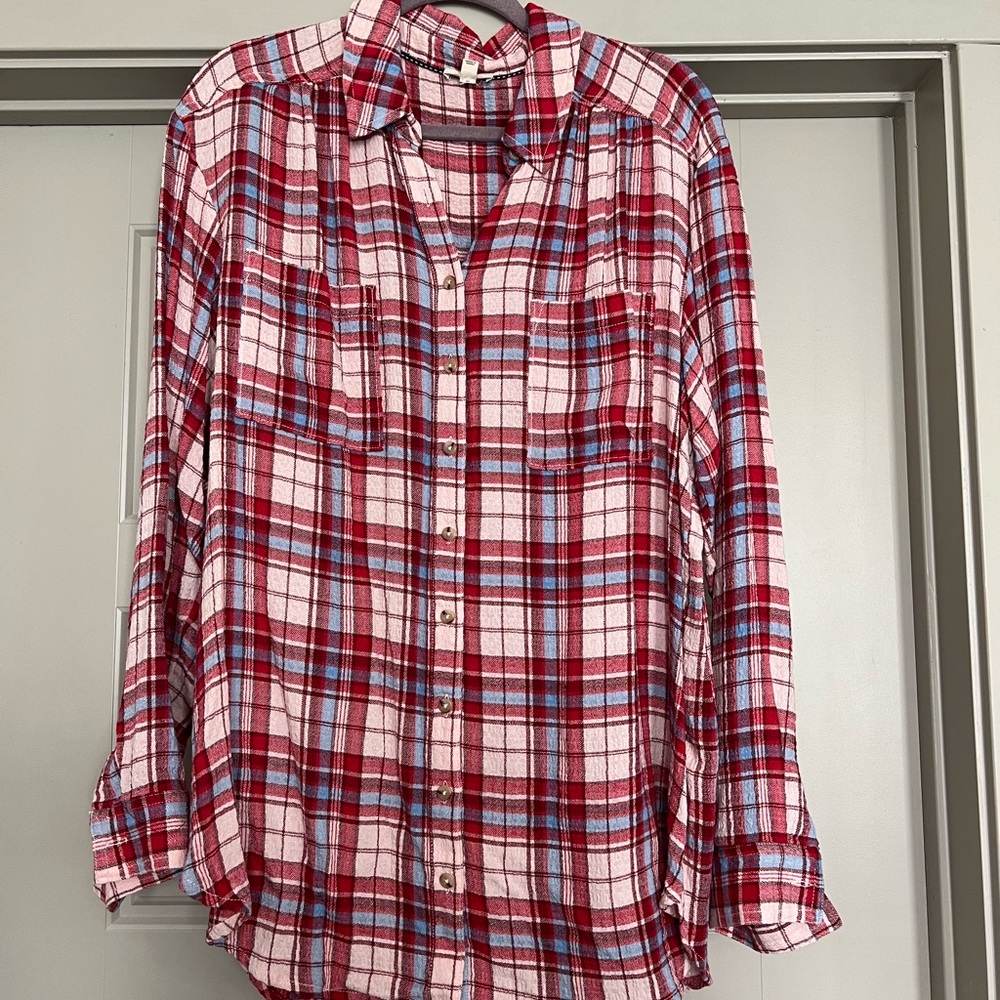 Pilcro Red and Blue Plaid Shirt